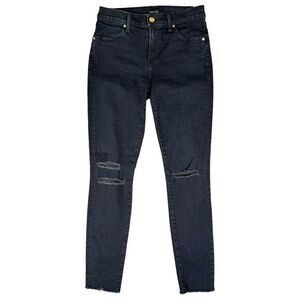 J Brand Skinny Ankle Jeans Size 26 Mid Rise Crop Distressed Ripped Dark Wash EUC